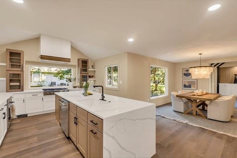 White oak hardwood floor in a new kitchen installation